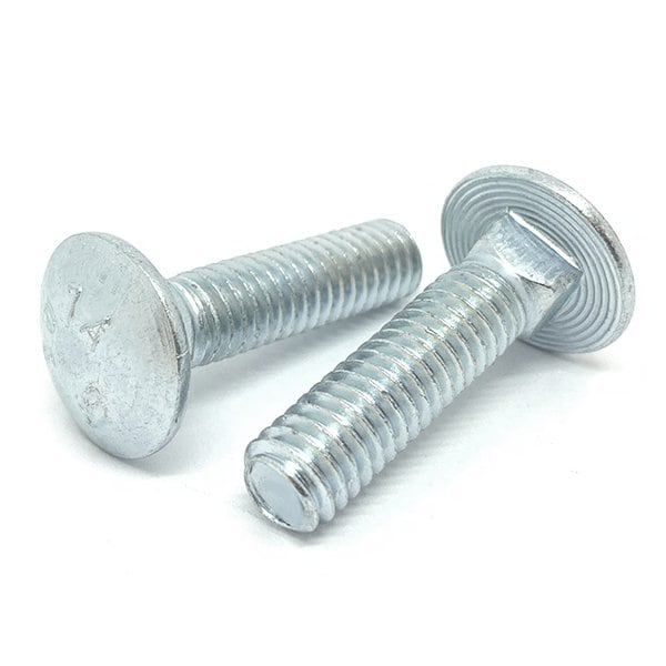 100 Pieces 1/420x1in A307 Grade A Carriage Bolts Zinc